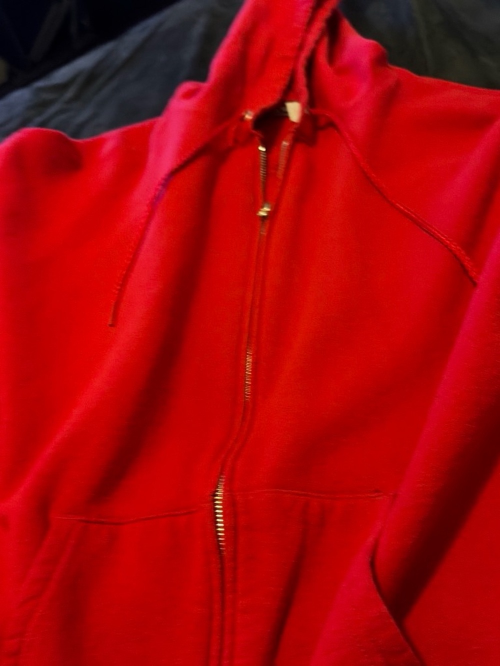 Red Full-Zip Hoodie with Drawstring
